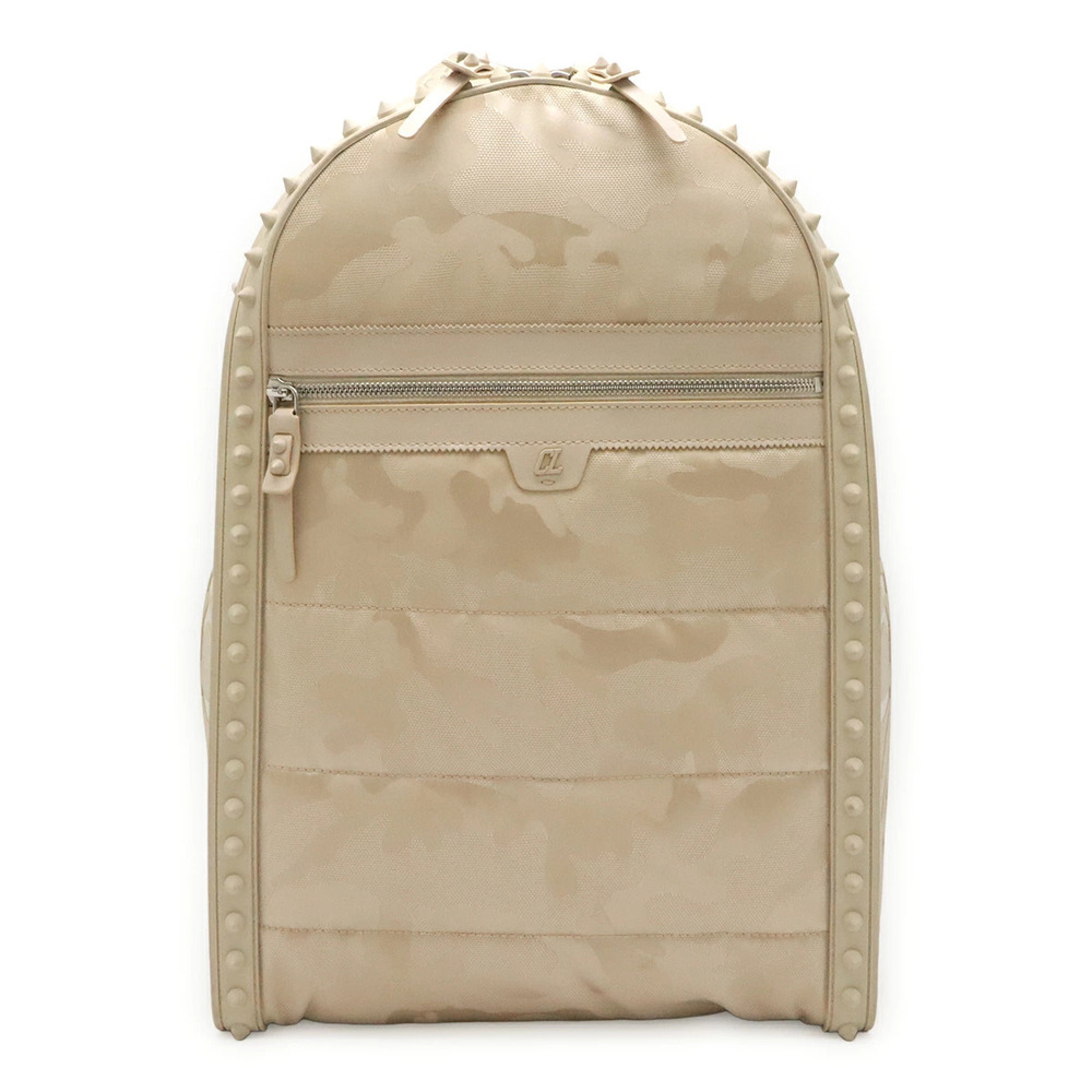 Christian Louboutin Backparis Backpack Rucksack Studs Camouflage Beige Cream